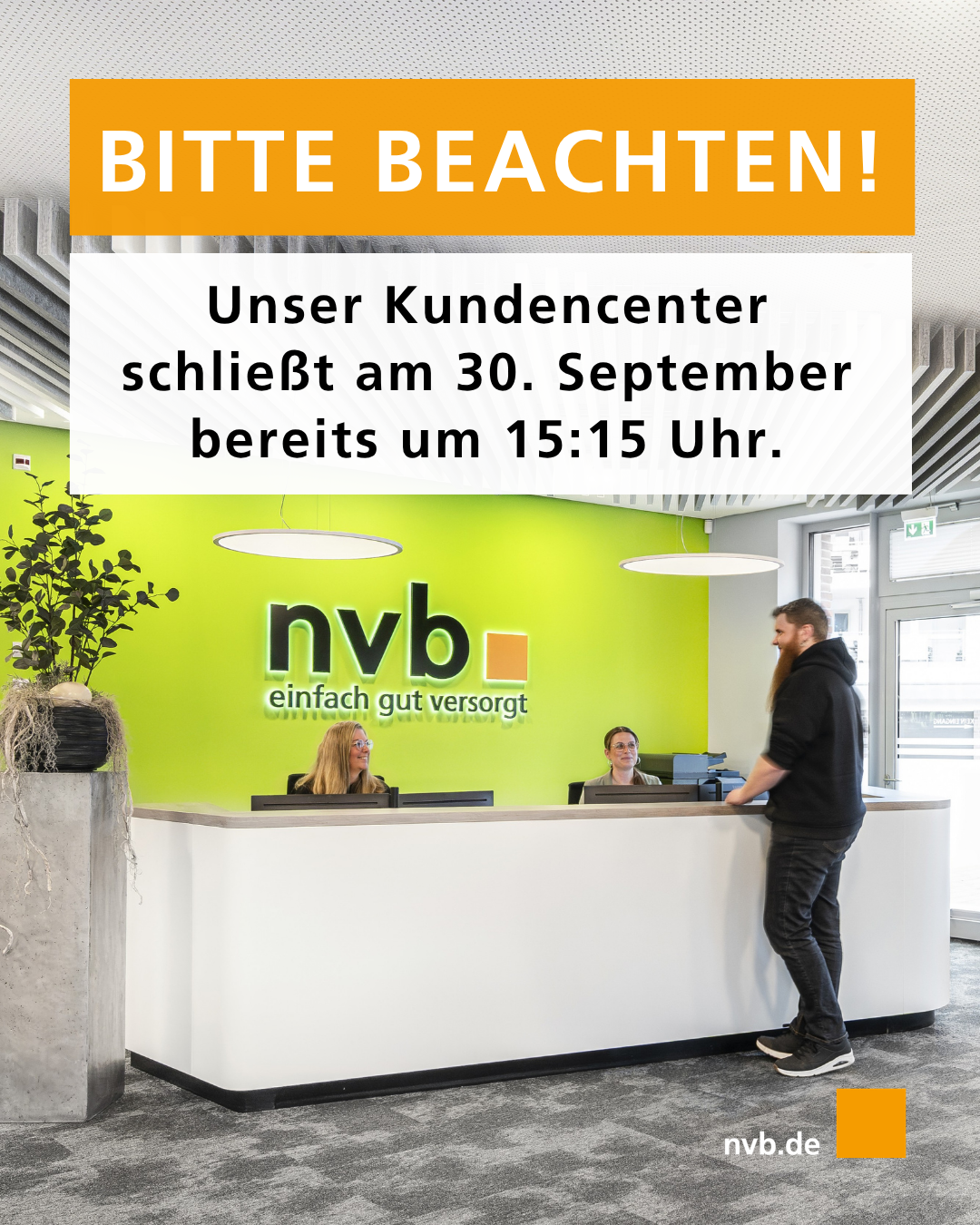 Verkürzte Öffnungszeiten am 30.09.